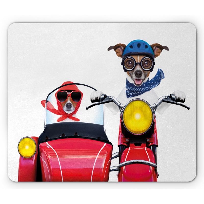 Funny Canine on Bike Mouse Pad