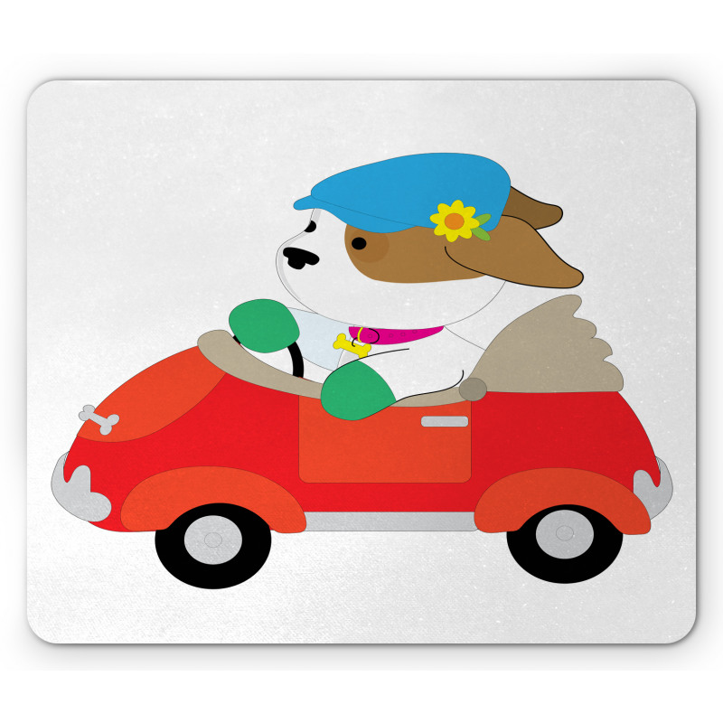 Puppy Driving Cap Mouse Pad