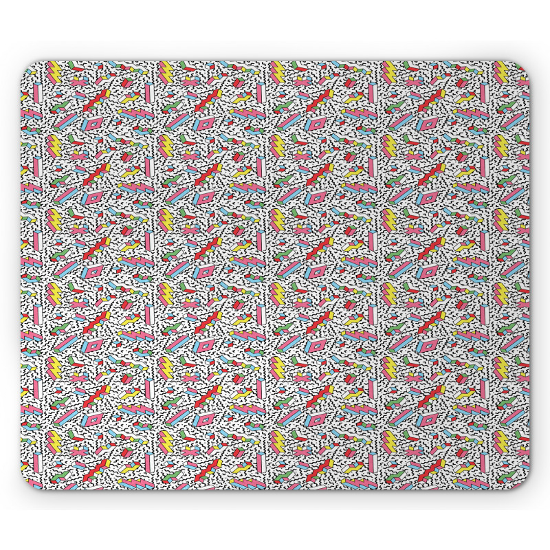 Memphis 90s 3D Shapes Mouse Pad