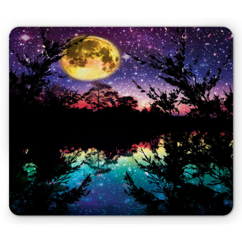 Night Sky Trees Mouse Pad