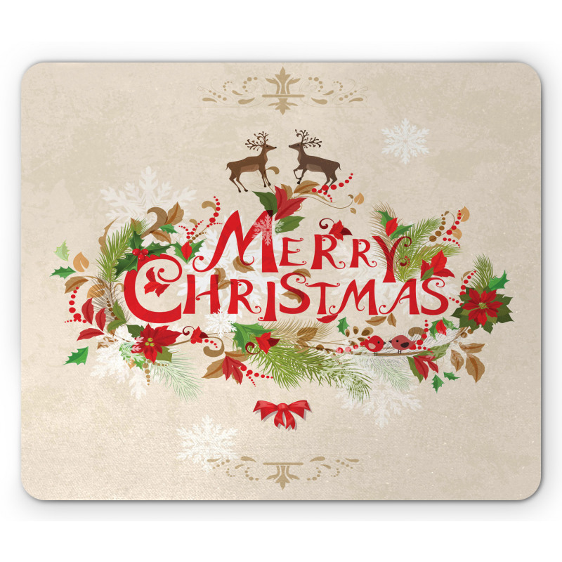 Floral Merry Xmas Mouse Pad