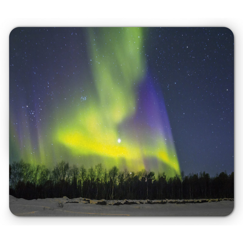 Aurora Borealis Forest Mouse Pad