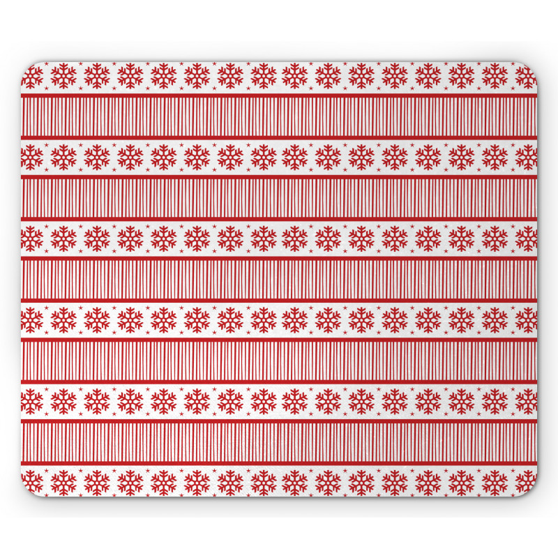 Winter Snowflakes Stripes Mouse Pad