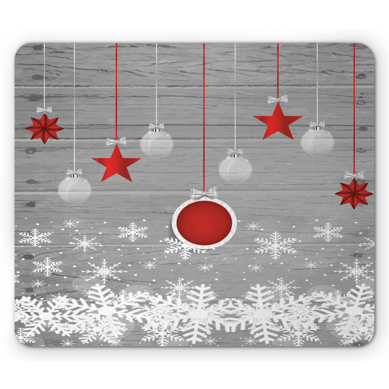Stars Baubles Snow Mouse Pad