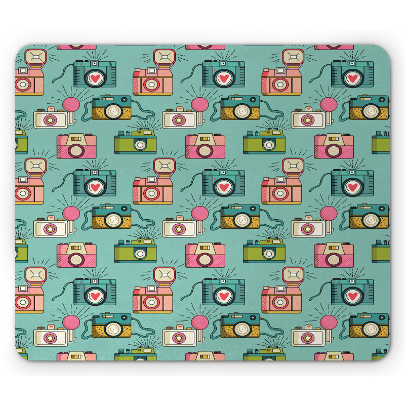 Hipster Photo Cameras Mouse Pad