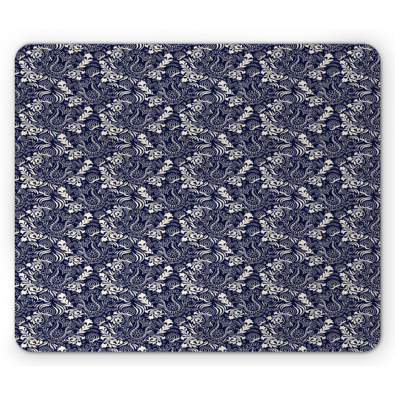 Curved Eastern Leaves Mouse Pad