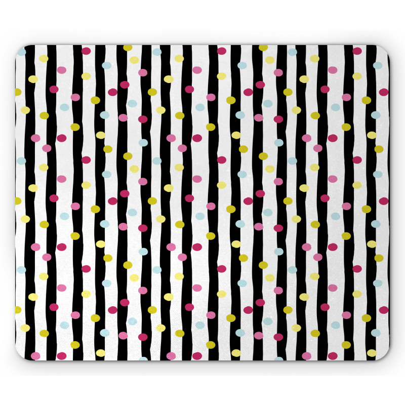 Colorful Dots and Stripes Mouse Pad