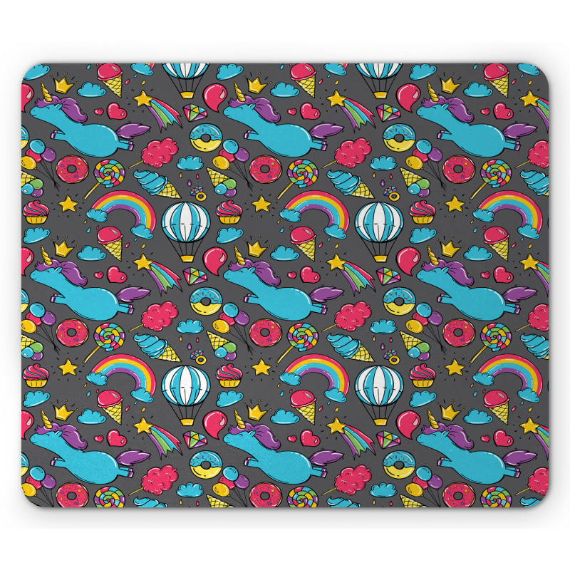 Unicorns Rainbows Cartoon Mouse Pad