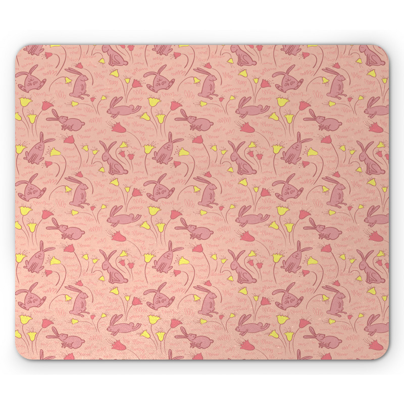 Bunnnies and Flowers Mouse Pad