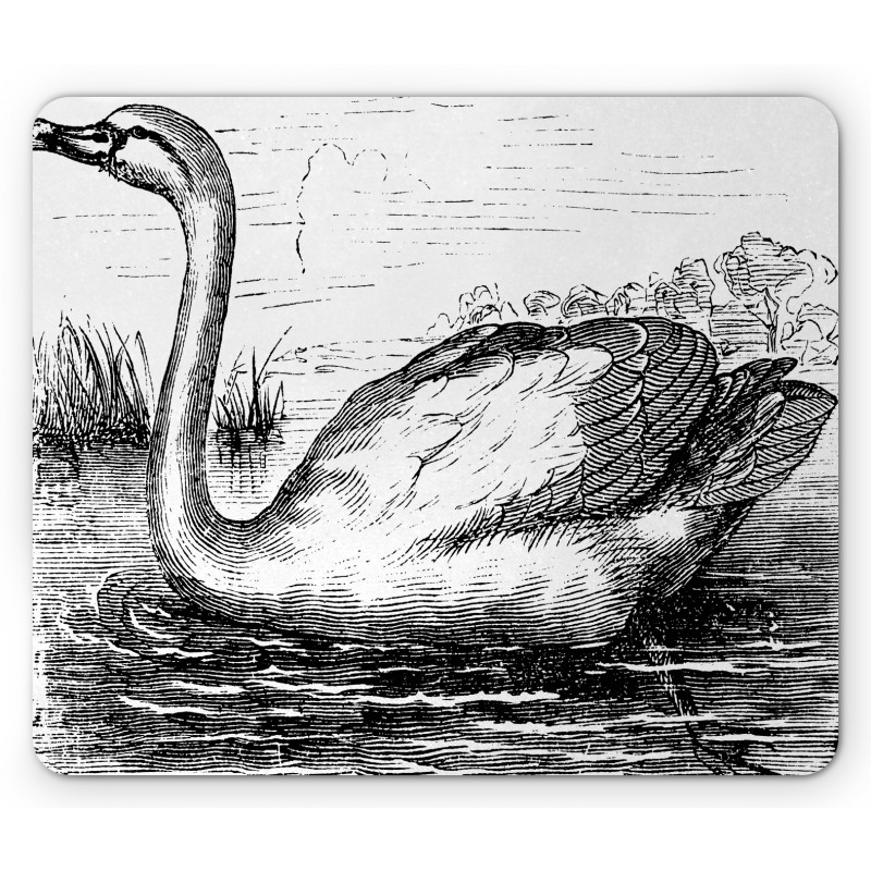 Hand Drawn Swan Design Mouse Pad