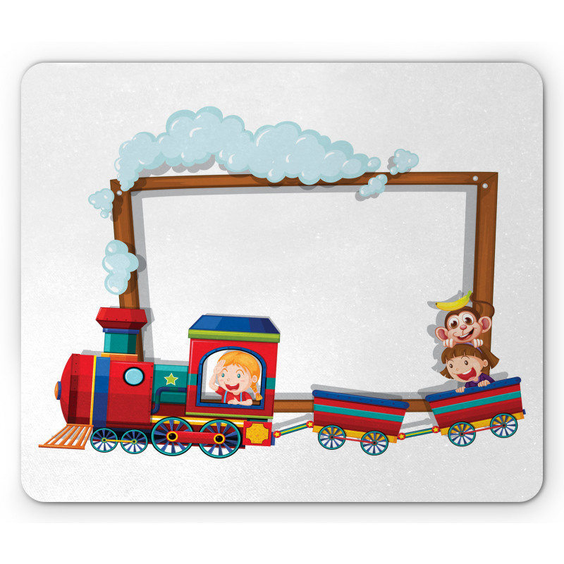 Children on Cartoon Train Mouse Pad