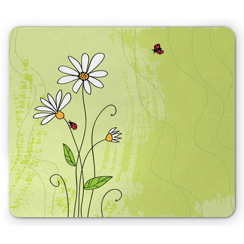 Chamomile Ladybugs Art Mouse Pad