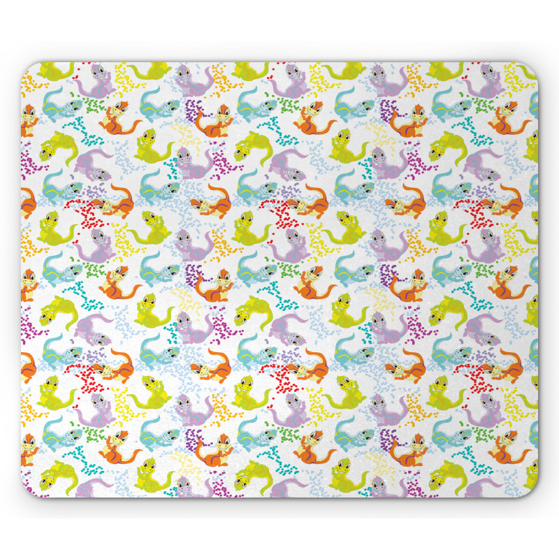 Friendly Cartoon Dragons Mouse Pad