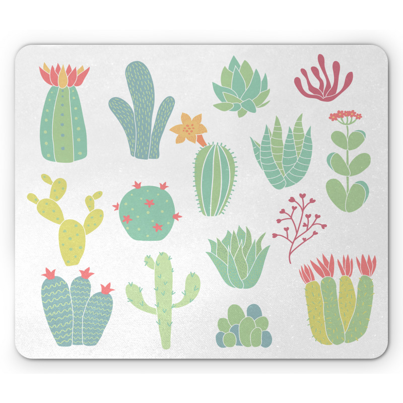 Hand Drawn Style Cacti Mouse Pad