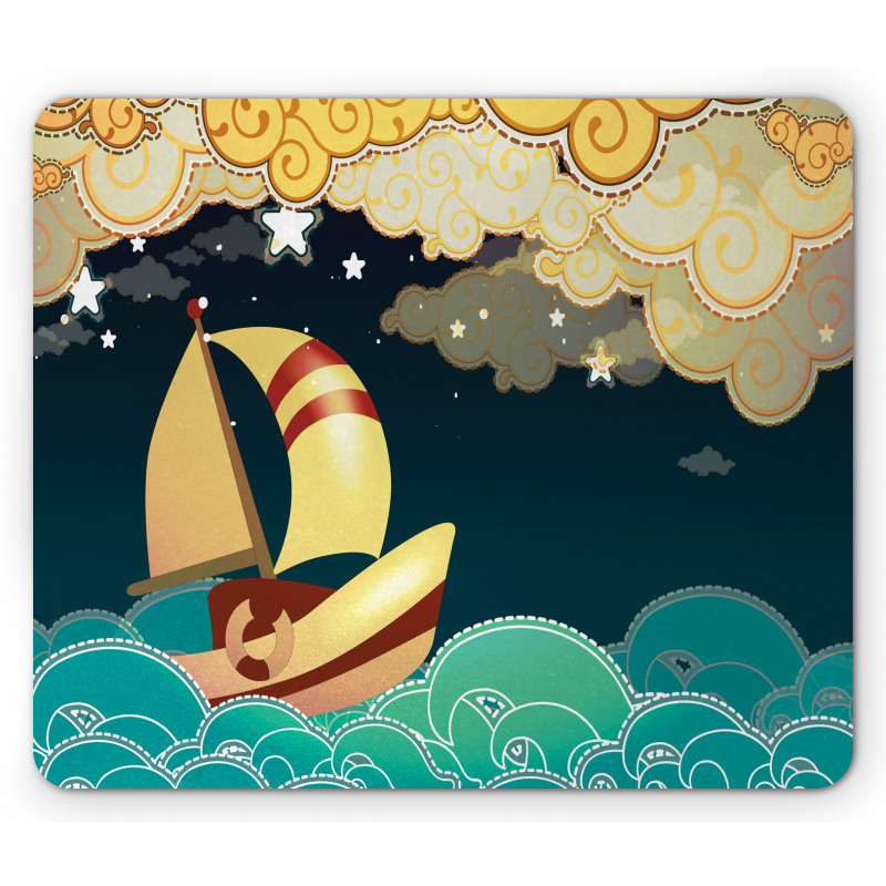 Fantasy Night Sea Waves Mouse Pad