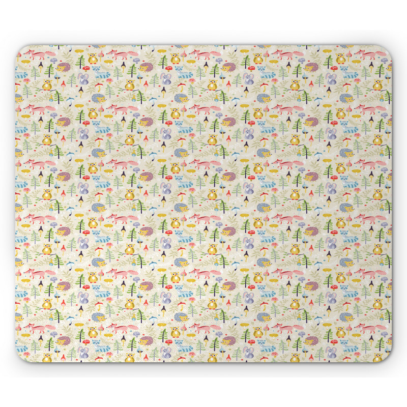 Cartoon Animals Tree Mouse Pad