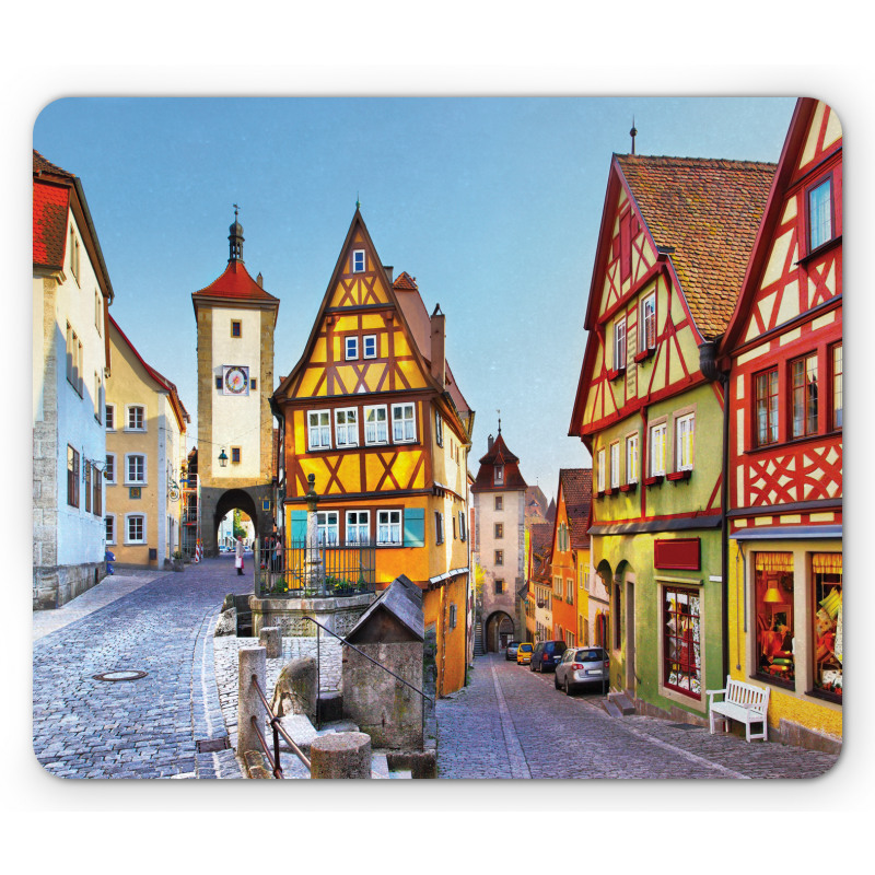 Colorful Street Houses Mouse Pad