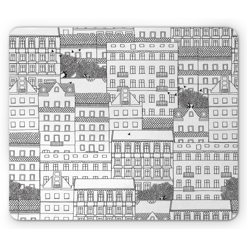 Hand Drawn Houses Town Mouse Pad