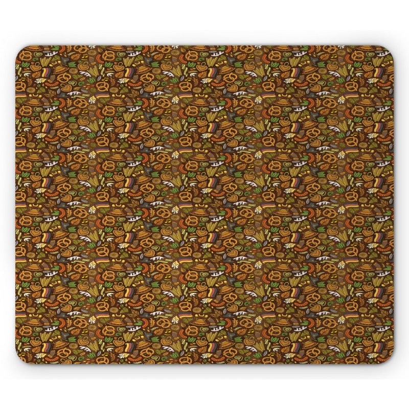 Hops and Pretzels Hand Drawn Mouse Pad