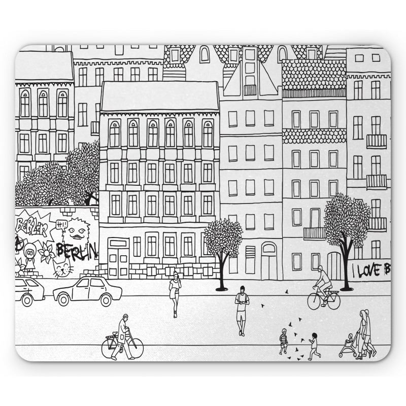 Monochrome Berlin Square Mouse Pad