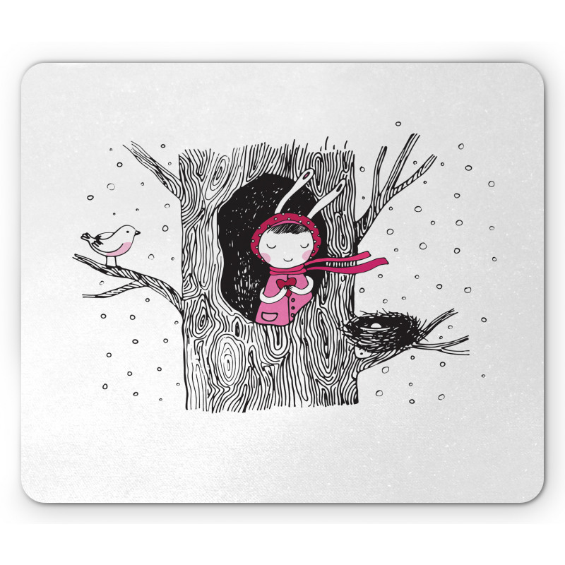 Girl in Hollow with Heart Mouse Pad