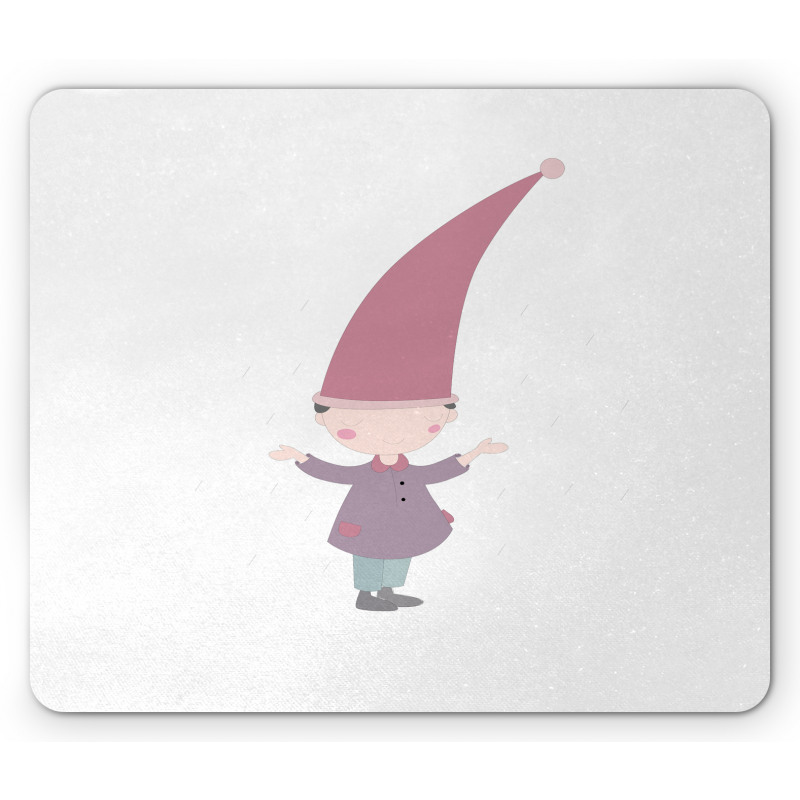 Cartoon Gnome Under Rain Mouse Pad