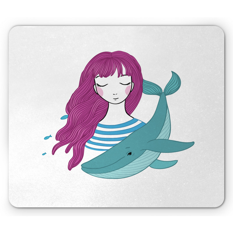 Teen Girl with a Whale Mouse Pad