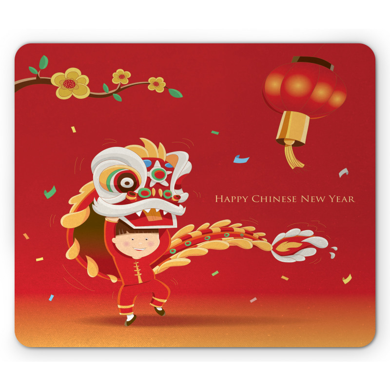 Little Boy Lion Dance Mouse Pad