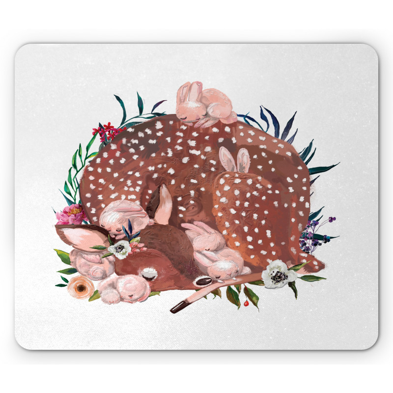 Deer with Hares in Forest Mouse Pad