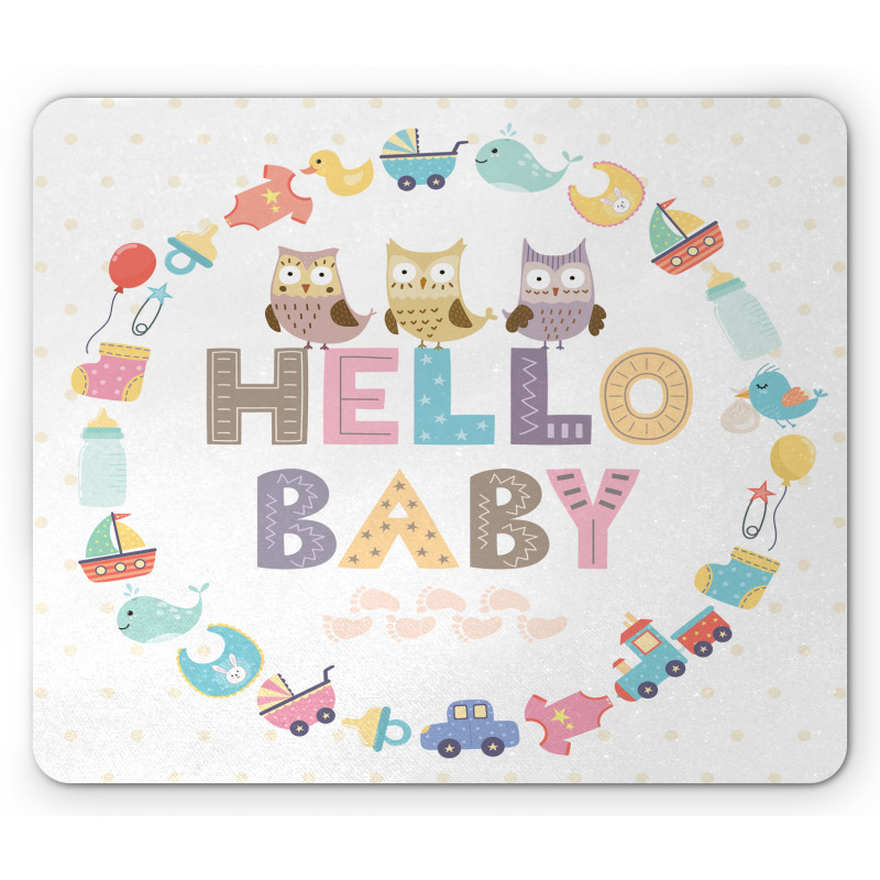 Hello Baby Owls Mouse Pad