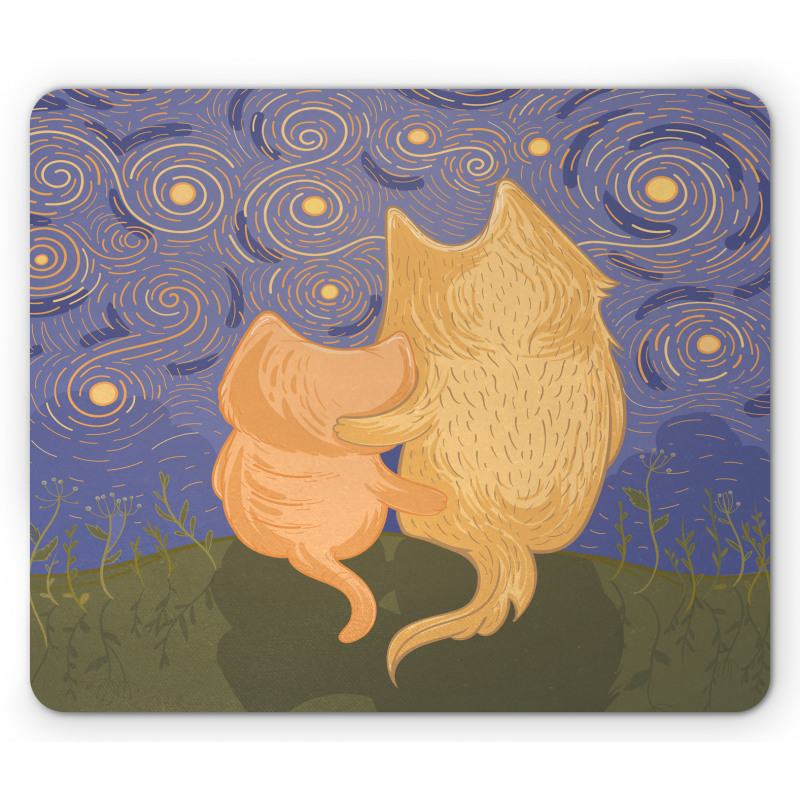 Cat and Dog on Hill Mouse Pad