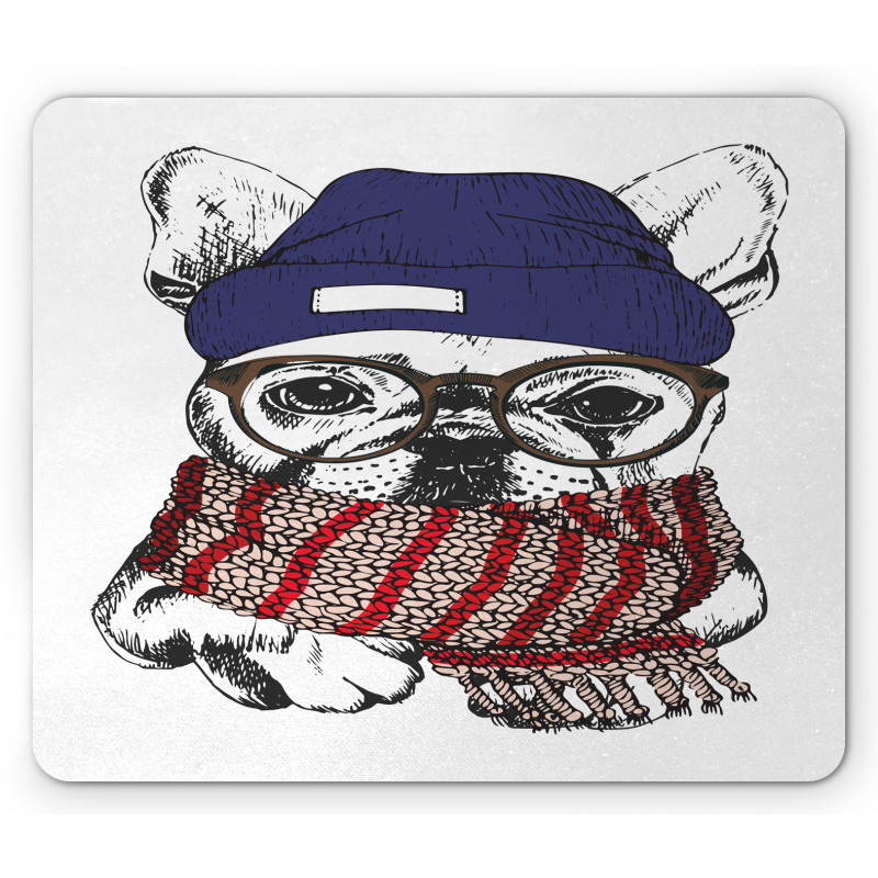 Cozy Hipster Winter Dog Mouse Pad