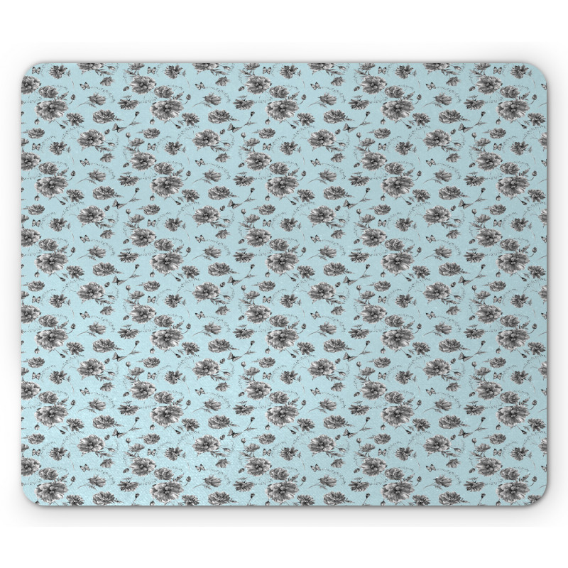 Monochrome WildFlowers Mouse Pad