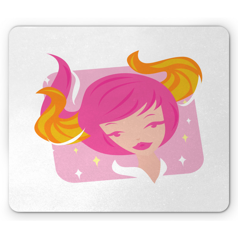 Pink Haired Woman Mouse Pad