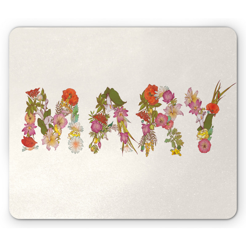 Blooming Flower Letters Mouse Pad