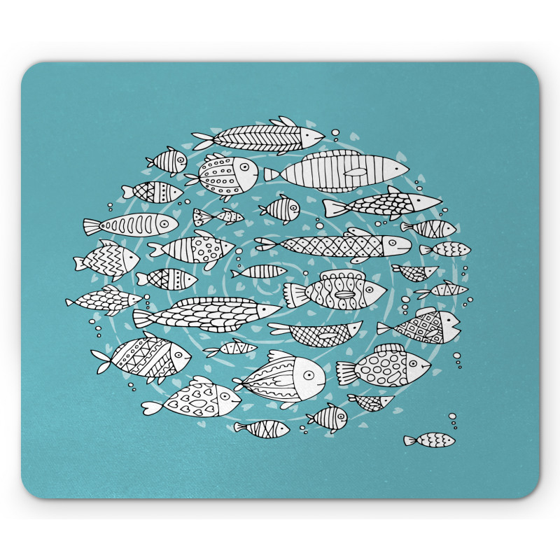 Blue and White Doodle Mouse Pad