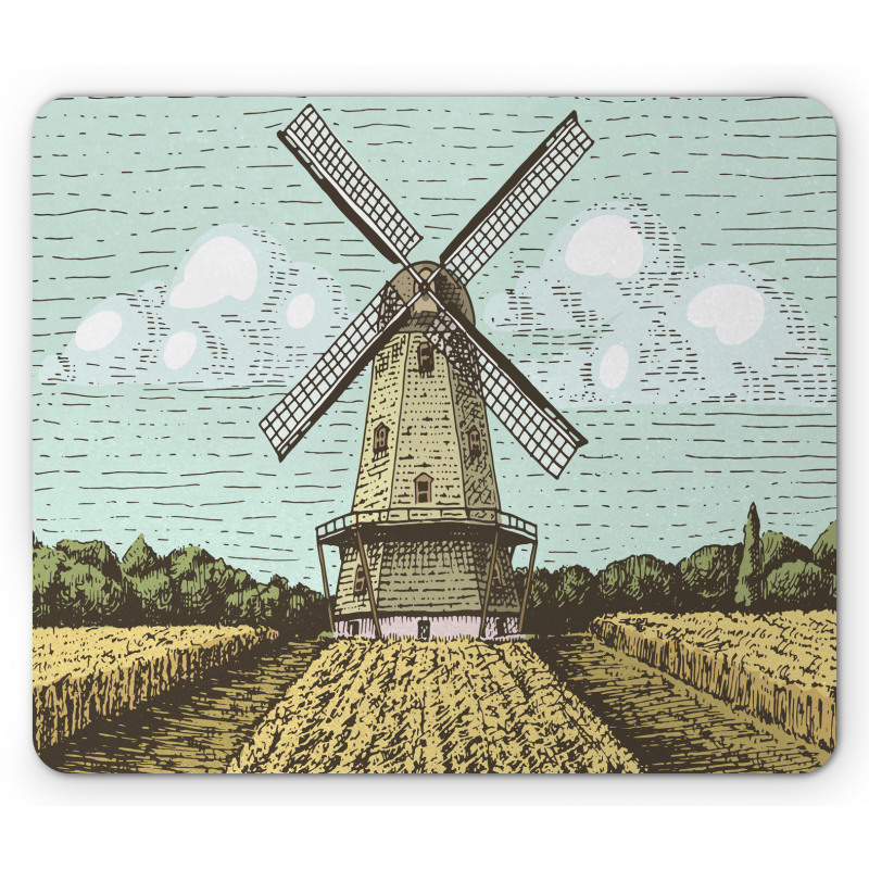 Windmill and Farmland Mouse Pad