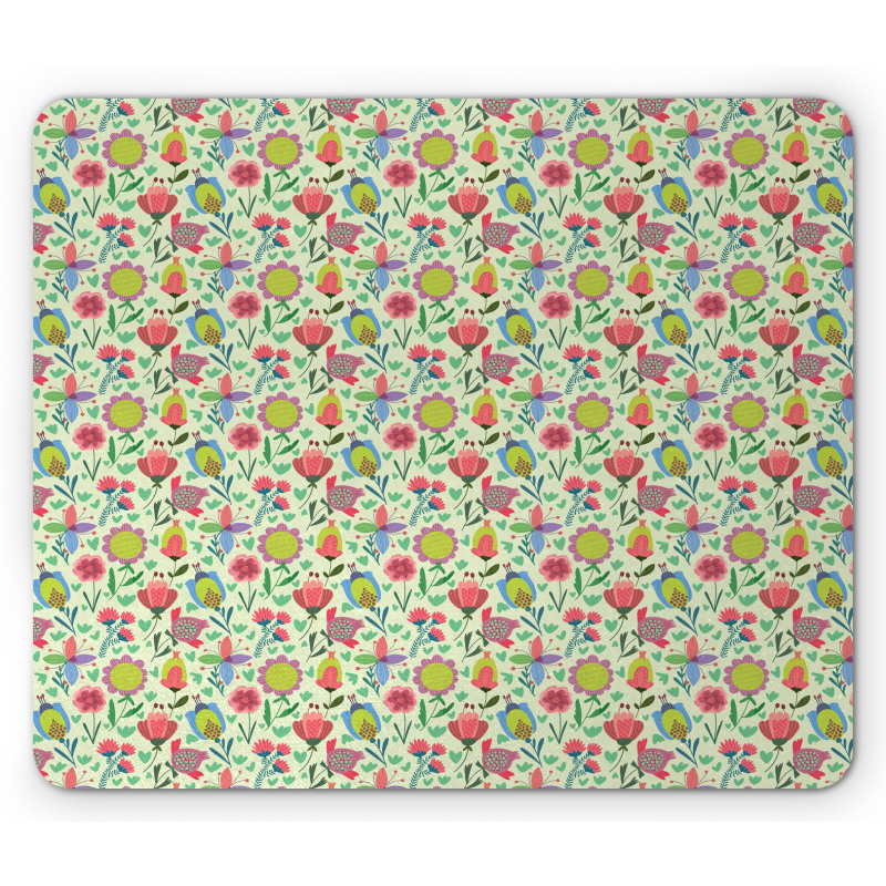 Doodle Blooming Tulips Mouse Pad