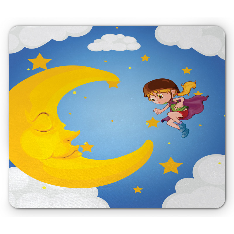 Cartoon Girl Flying Mouse Pad