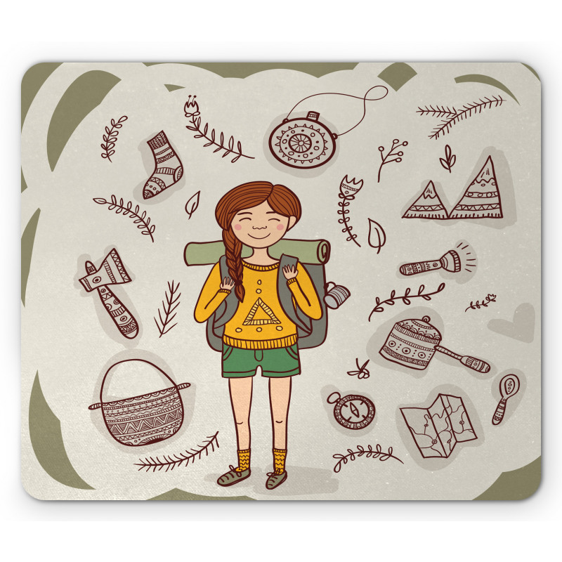 Hiker Girl Backpack Mouse Pad