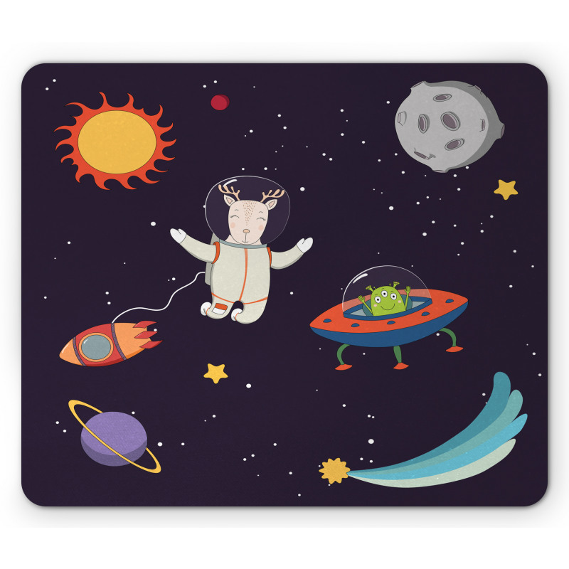 Astronaut Deer in Space Mouse Pad