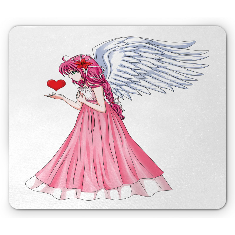 Angel Holding a Red Heart Mouse Pad