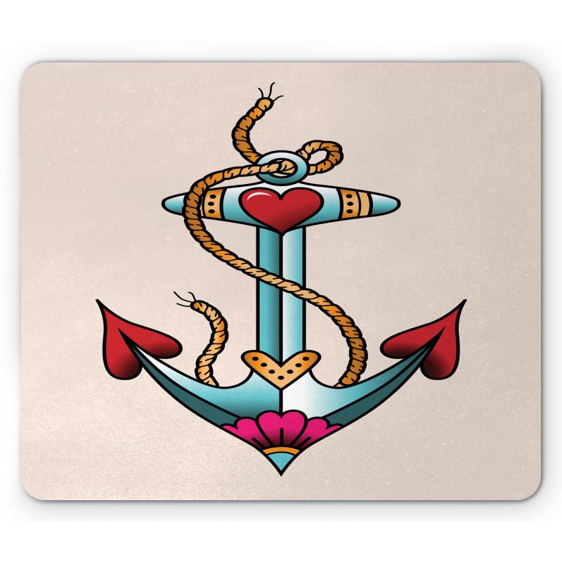 Nautical Rope and Hearts Mouse Pad