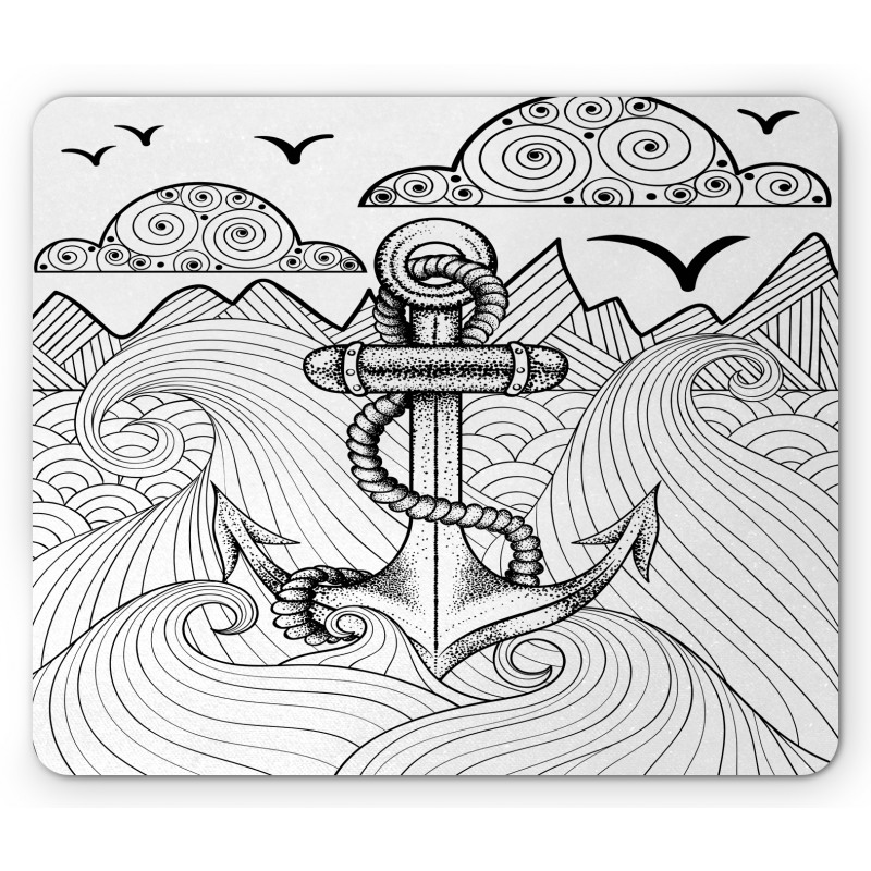 Zentangle Ocean Clouds Mouse Pad