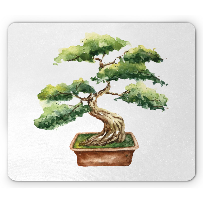 Watercolor Bonsai Hand Drawn Mouse Pad