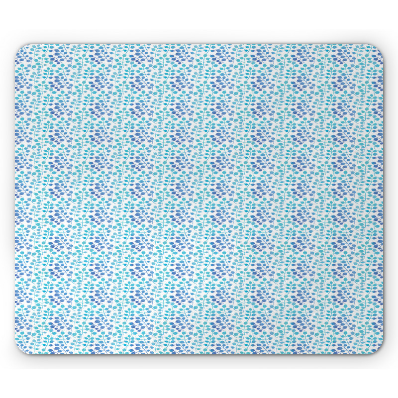 Buds Branches Blue Tones Mouse Pad