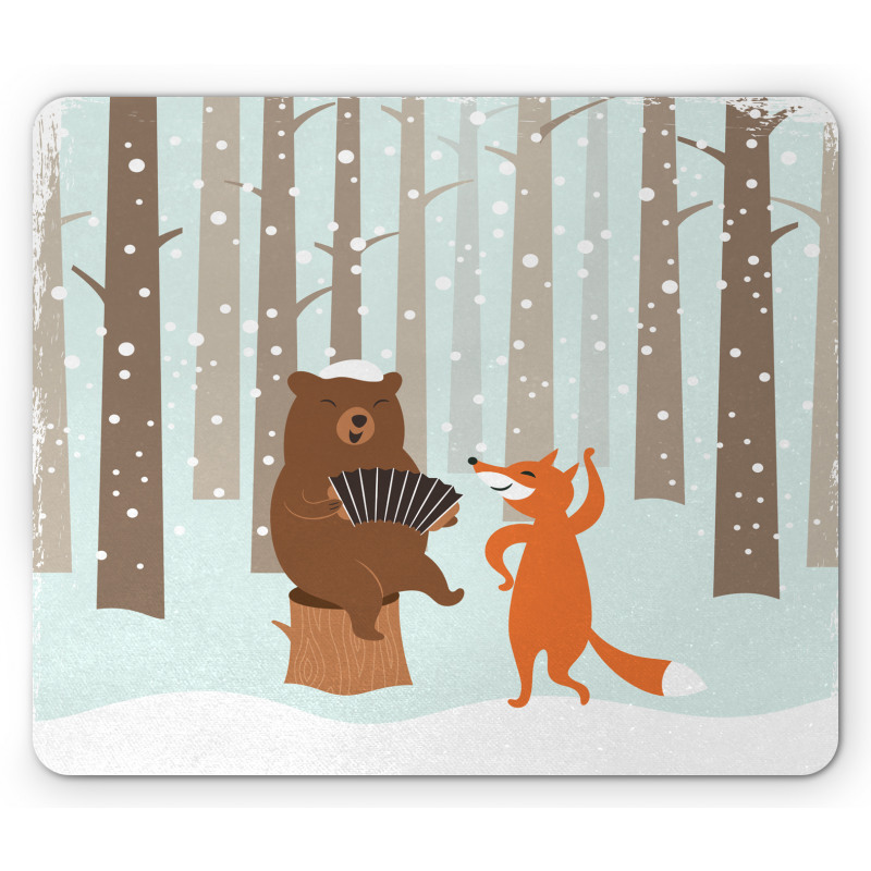 Bear with Accordion Fox Mouse Pad