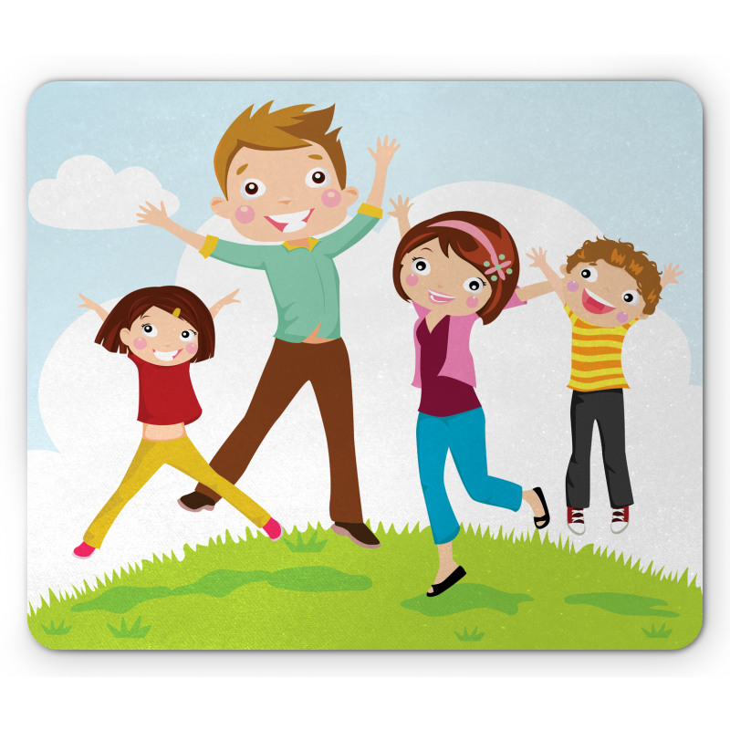 Happy Mom Dad and Kids Mouse Pad