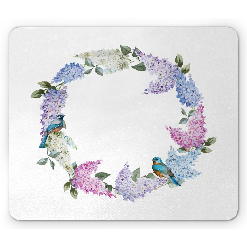 Flower Wreath and Bird Mouse Pad