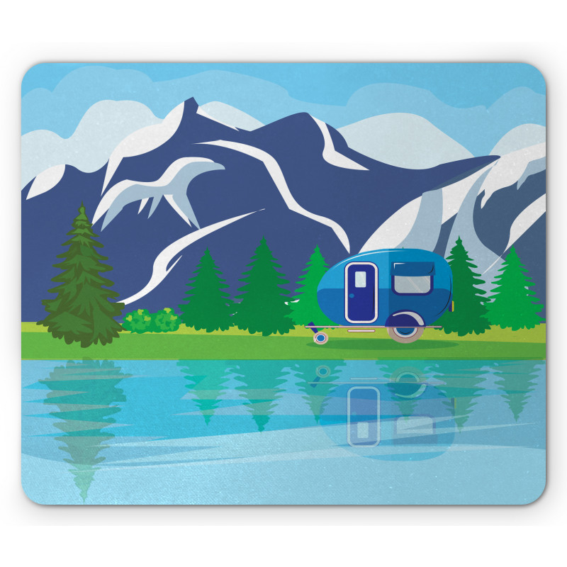 Cartoon Lake Landscape Mouse Pad